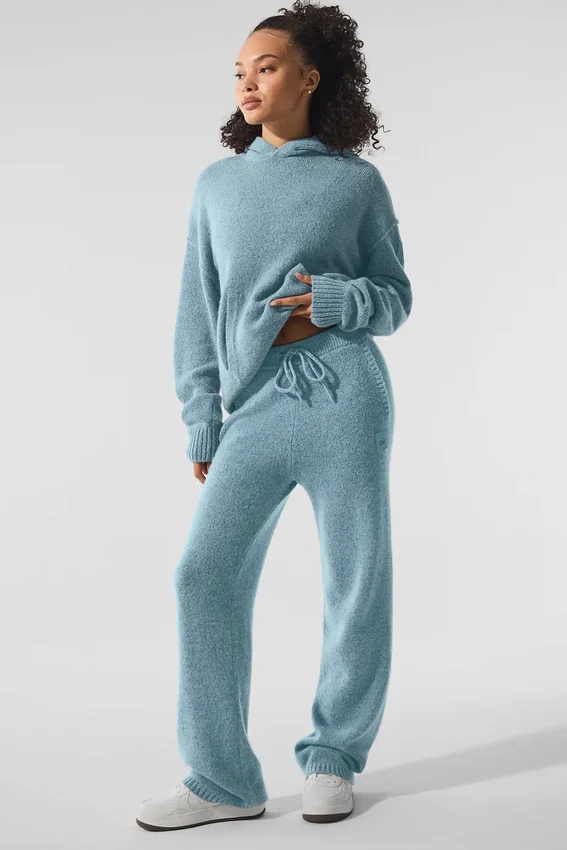 Pantalons de jogging New Class en laine et cachemire - Bleu céleste granité