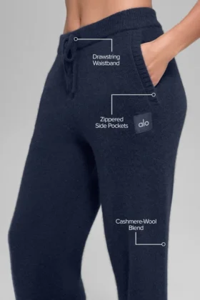 Pantalons de jogging New Class en laine et cachemire – Bleu marine