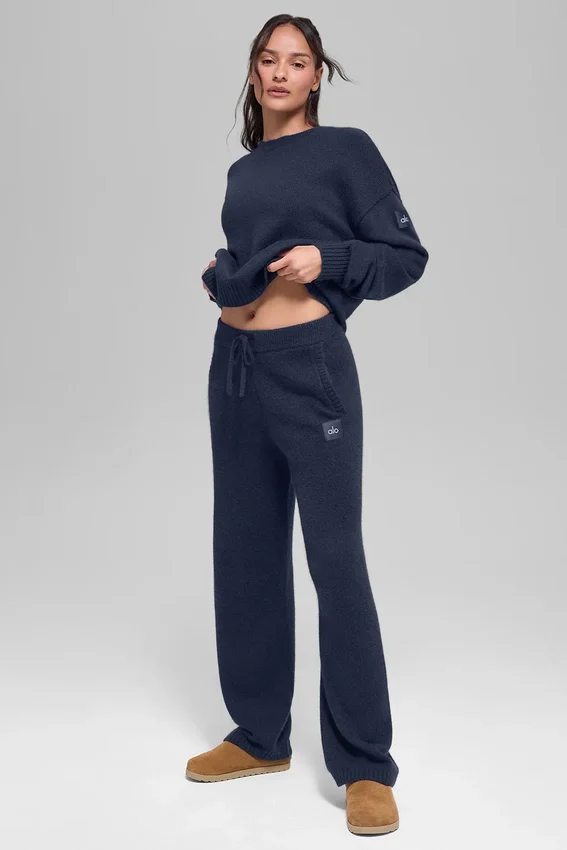 Pantalons de jogging New Class en laine et cachemire - Bleu marine