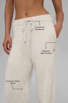 Pantalons de jogging New Class en laine et cachemire – Bone Heather