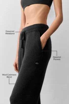 Pantalons de jogging New Class en laine et cachemire – Noir