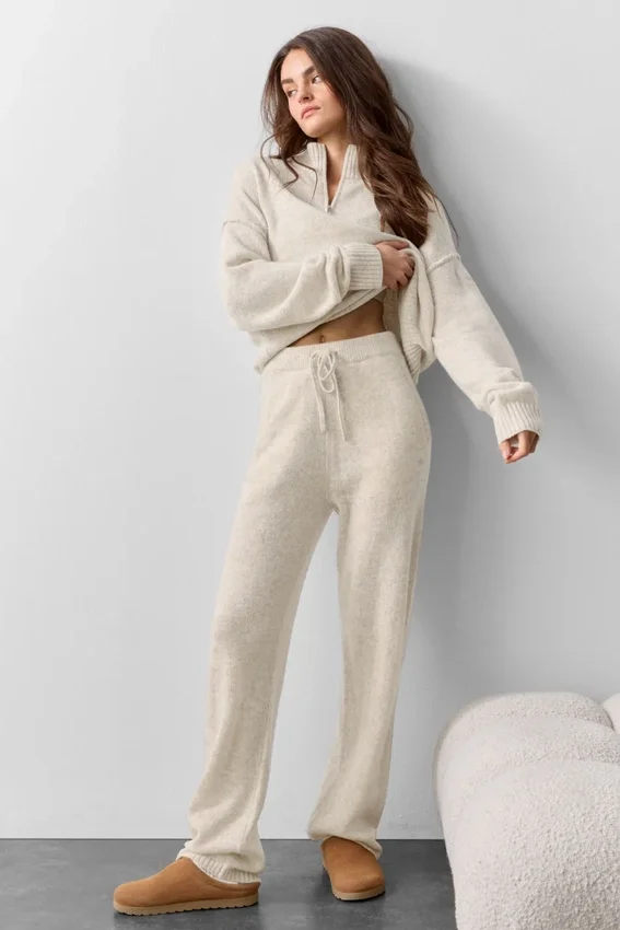 Pantalons de jogging New Class en laine et cachemire - Oatmeal Heather