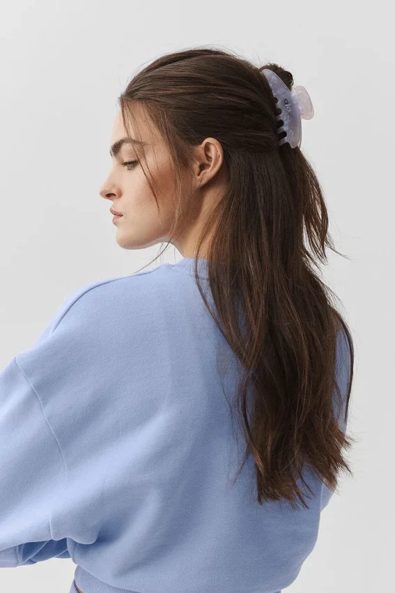 Pince à cheveux 90'S - Bleu marbré Provence clair