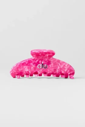 Pince à cheveux style années 90 – Coquillage rose paradis
