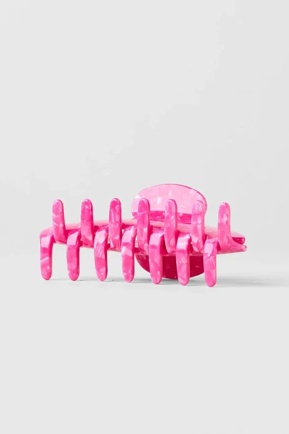 Pince à cheveux style années 90 - Coquillage rose paradis