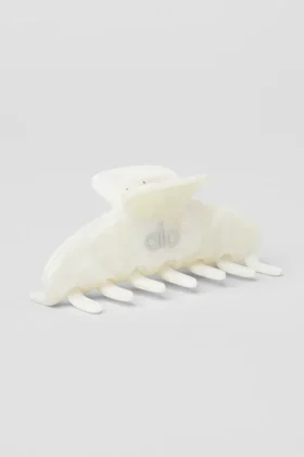 Pince à cheveux style années 90 - Perle blanche
