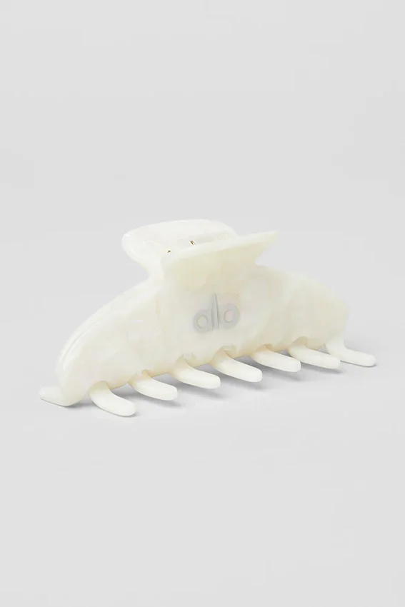 Pince à cheveux style années 90 - Perle blanche