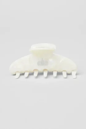 Pince à cheveux style années 90 – Perle blanche