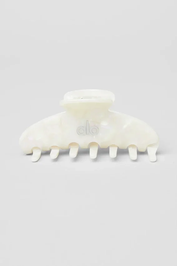 Pince à cheveux style années 90 - Perle blanche