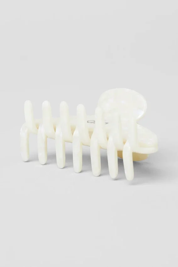 Pince à cheveux style années 90 - Perle blanche