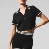 Polo court en maille « Tennis Club Pull » - Noir/Ivoire