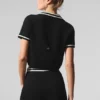 Polo court en maille « Tennis Club Pull » - Noir/Ivoire