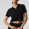 Polo en cachemire moelleux à motif gaufré – Noir