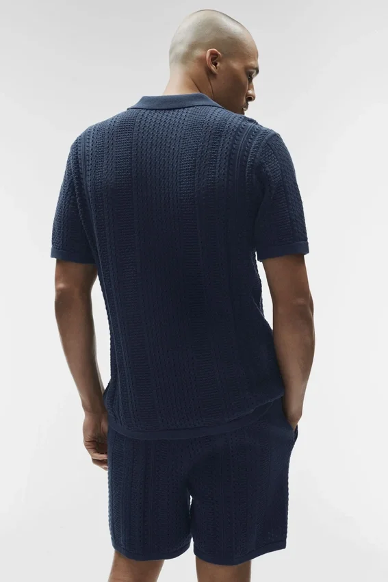Polo à manches courtes en maille Coastline - Bleu marine