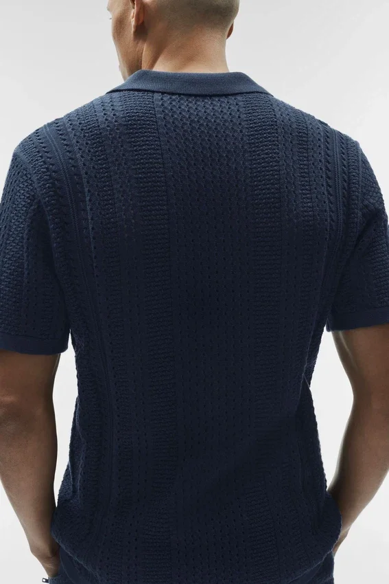 Polo à manches courtes en maille Coastline - Bleu marine