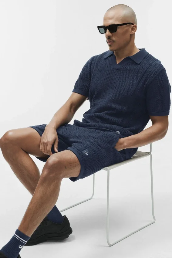 Polo à manches courtes en maille Coastline - Bleu marine