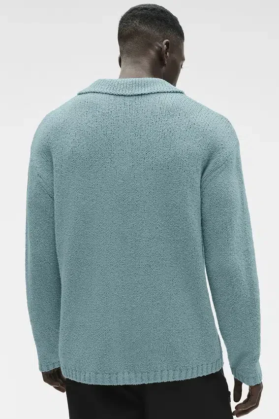 Polo à manches longues en maille texturée - Desert Sage
