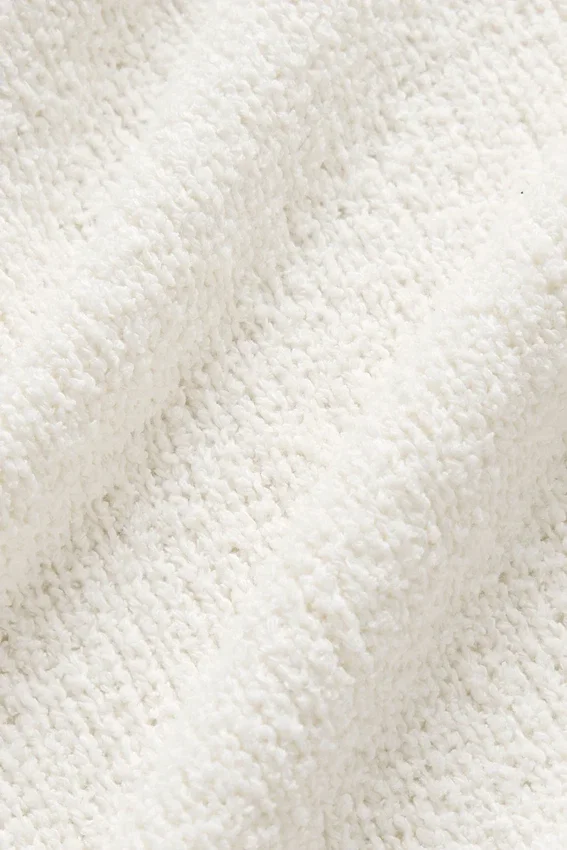 Polo à manches longues en maille texturée - Ivoire