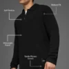 Polo à manches longues en maille texturée - Noir
