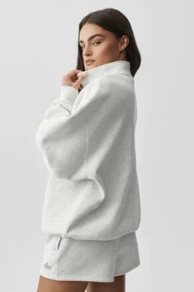 Pull Accolade à fermeture éclair 1/4 – Blanc chiné