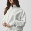 Pull Accolade à fermeture éclair 1/4 - Blanc chiné