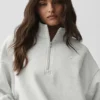 Pull Accolade à fermeture éclair 1/4 - Blanc chiné