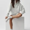 Pull Accolade à fermeture éclair 1/4 - Blanc chiné