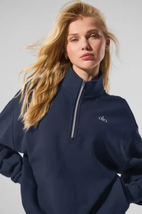 Pull Accolade à fermeture éclair 1/4 – Bleu marine
