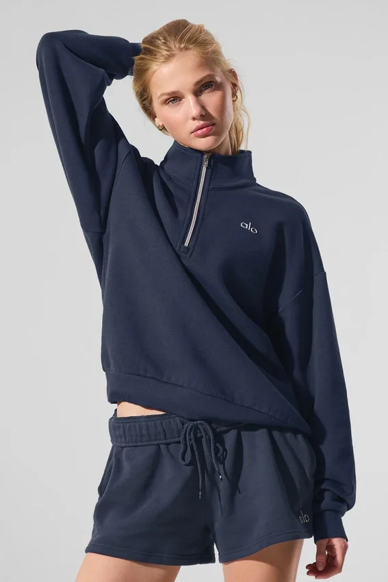 Pull Accolade à fermeture éclair 1/4 - Bleu marine