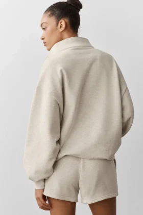 Pull Accolade à fermeture éclair 1/4 – Gris chiné