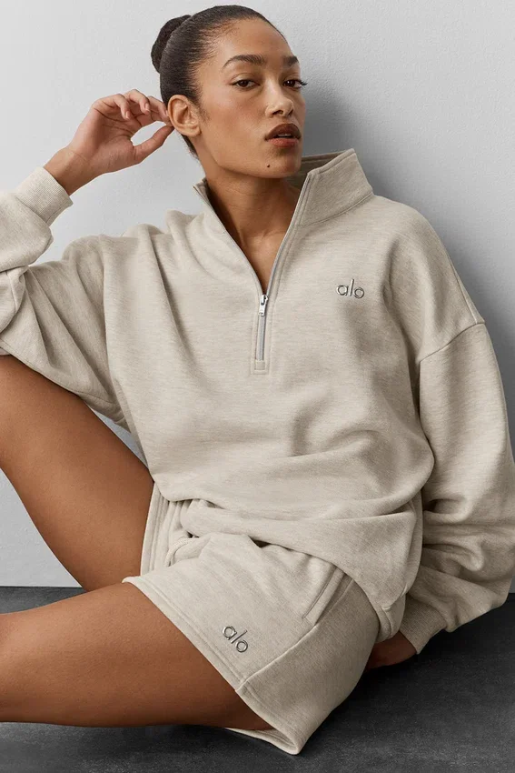 Pull Accolade à fermeture éclair 1/4 - Gris chiné