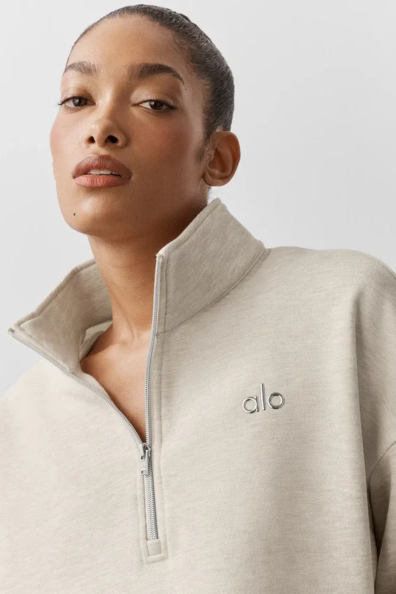 Pull Accolade à fermeture éclair 1/4 - Gris chiné
