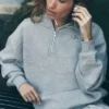 Pull Accolade à fermeture éclair 1/4 - Gris chiné athlétique
