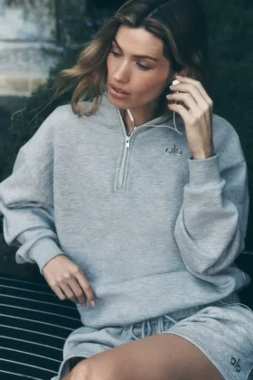 Pull Accolade à fermeture éclair 1/4 - Gris chiné athlétique