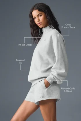 Pull Accolade à fermeture éclair 1/4 – Gris chiné athlétique