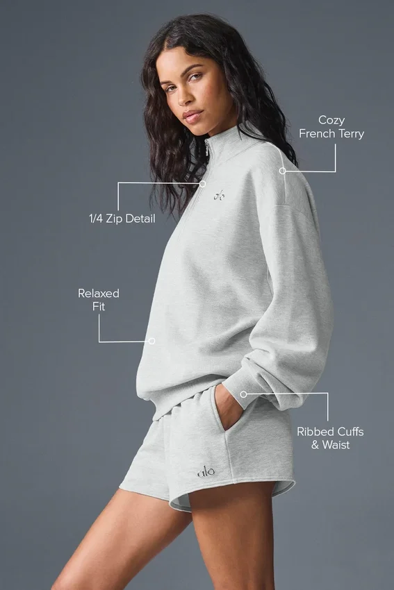 Pull Accolade à fermeture éclair 1/4 - Gris chiné athlétique
