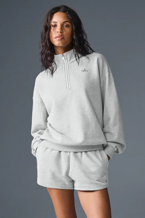Pull Accolade à fermeture éclair 1/4 - Gris chiné athlétique