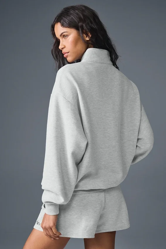 Pull Accolade à fermeture éclair 1/4 - Gris chiné athlétique