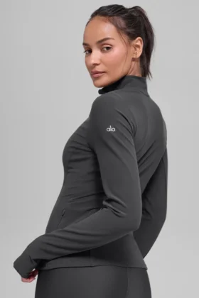 Pull Alosoft à demi-zip « Rapid » – Anthracite