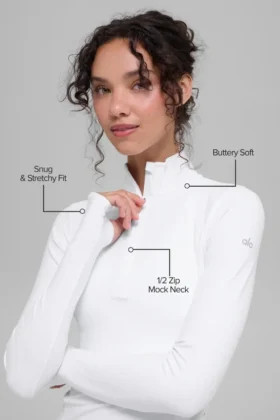 Pull Alosoft Rapid à demi-zip – Blanc