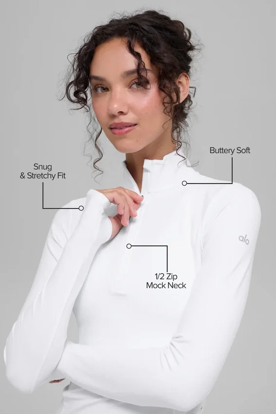 Pull Alosoft Rapid à demi-zip - Blanc