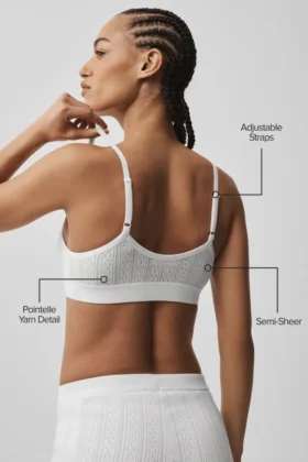Pull « Be Mine » en maille pointelle – Blanc semi-transparent