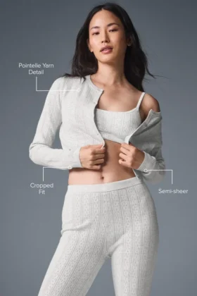 Pull « Be Mine » en maille pointelle – Gris clair chiné