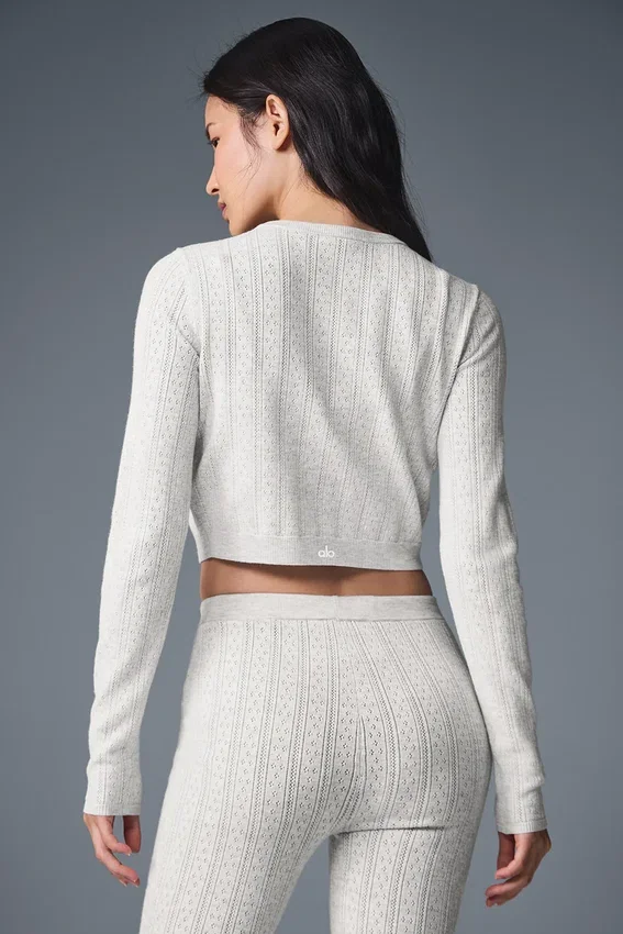 Pull « Be Mine » en maille pointelle – Gris clair chiné