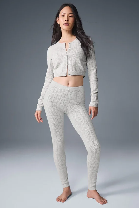 Pull « Be Mine » en maille pointelle – Gris clair chiné