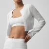 Pull « Be Mine » en pointelle – Blanc semi-transparent
