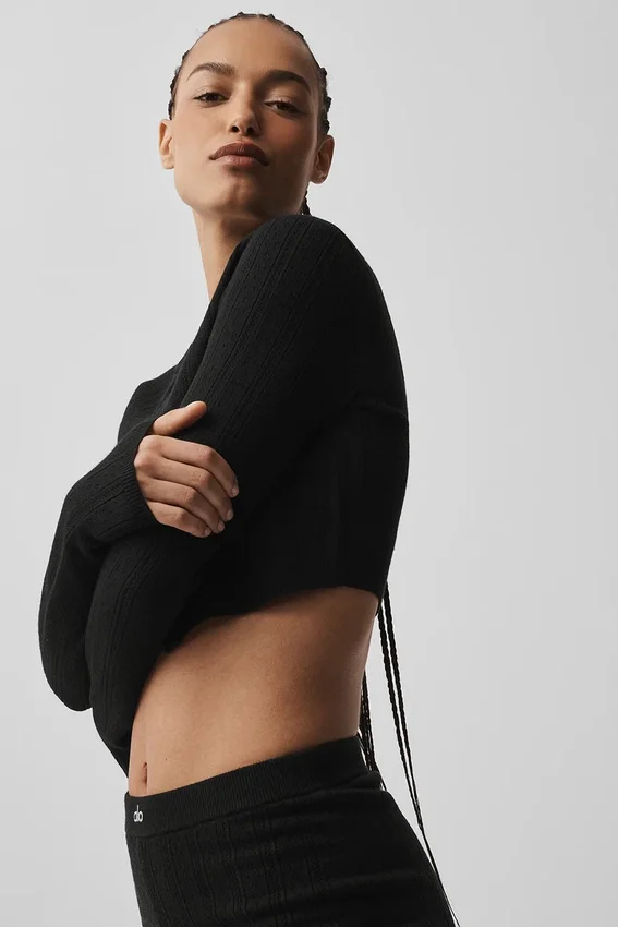 Pull « Be Mine » en pointelle – Noir