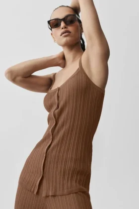 Pull boutonné Sunlit – Marron « Sun Kissed »