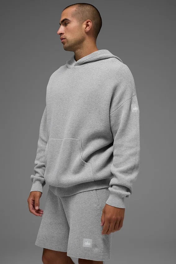 Pull à capuche en maille « Sports Club » - Gris chiné athlétique
