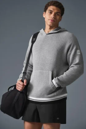 Pull à capuche en maille « Sports Club » - Gris chiné athlétique